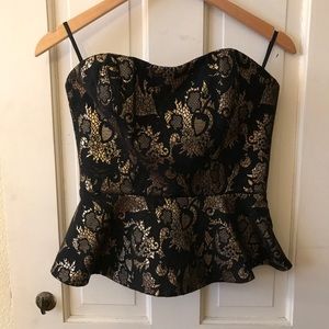 BEBE Strapless Peplum Top